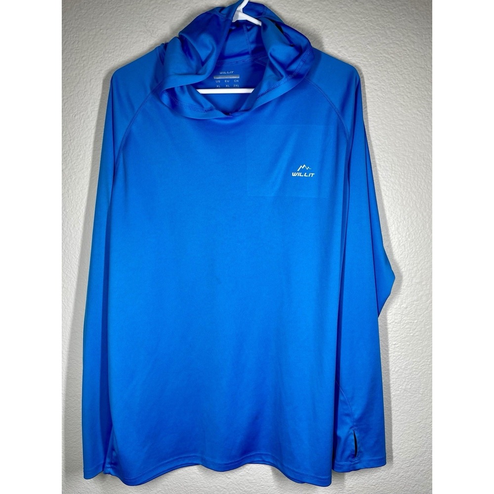 Willit Men's UPF 50+ Sun Protection Hoodie Sz  XL  Long Sleeve  Blue Vibrant